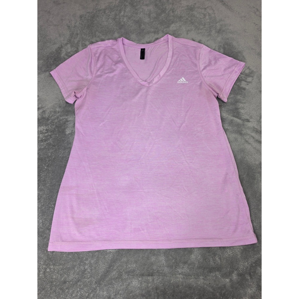 Adidas Golf Womens V-Neck Short Sleeve Heather Purple T-Shirt Size M